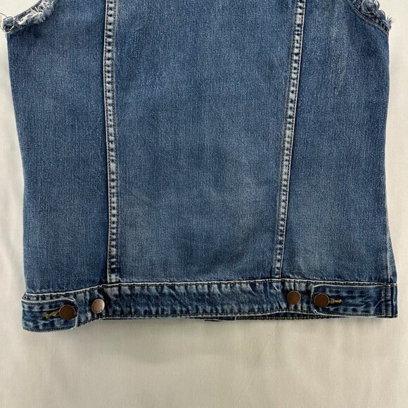 Los Angeles Denim Co Vest Womens S Harley Trucker Utility Button Up Fringed Blue - Picture 7 of 9